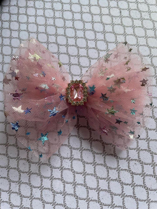 Princess Star Sparkle Bow - Pink